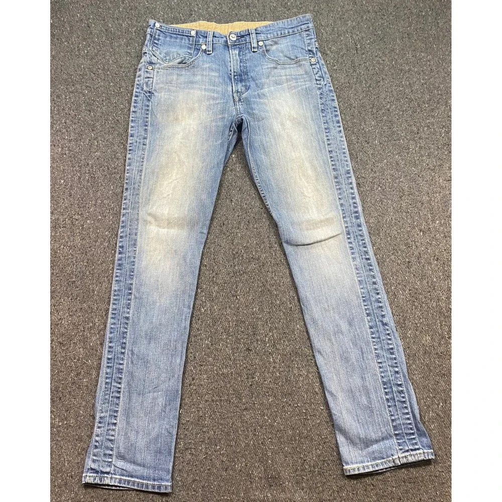 Levi Strauss Slim Straight Jeans Sz 34 Mens Blue Y2K Skater Side Seam Detail